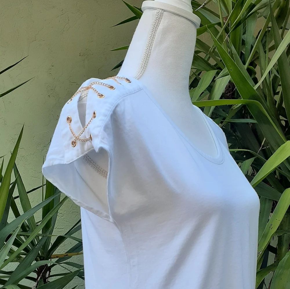 Michael Kors White Tee and Gold Chains